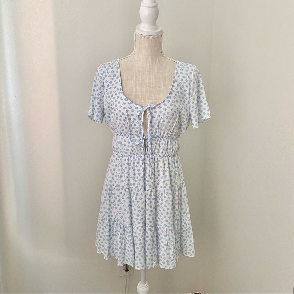 L.A.Hearts Baby Blue White Ditsy Floral Mini Sun Dress- NWOT Size Small